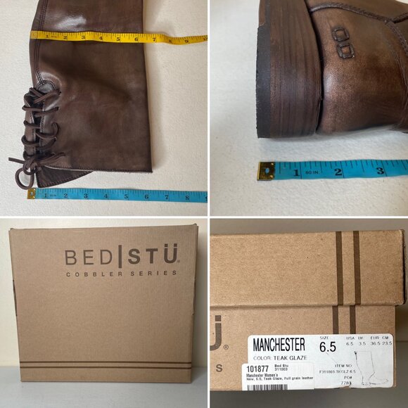 BED STU Manchester Distressed Brown Leather Tall Riding Boots BedStu Size 6.5 - Picture 13 of 16